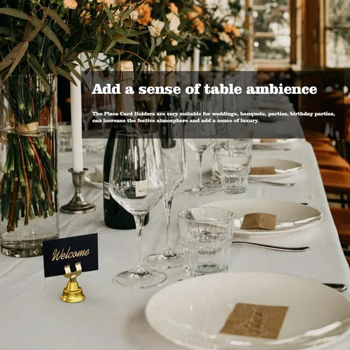 Miniatura 5 de Paquete de 12 tarjeteros dorados de mesa y tarjeteros de lugar – Elegantes soportes para números de mesa para bodas, eventos y fiestas – Tarjetero