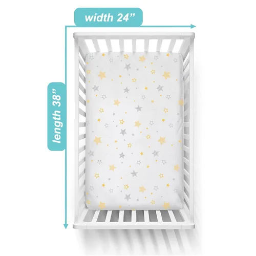 Miniatura 7 de American Baby Company Paquete de 2 sábanas bajeras para cuna pequeña 100% algodón natural de 38 x 24 pulgadas, suaves y transpirables, pequeñas