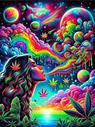 Miniatura 33 de EIBEILI Kits de Arte de Diamantes para Adultos - Paquete de 3 Hippie Hippy Alienígena, Arcoíris Estrellado, Kits de Pintura de Diamantes de Gnomo