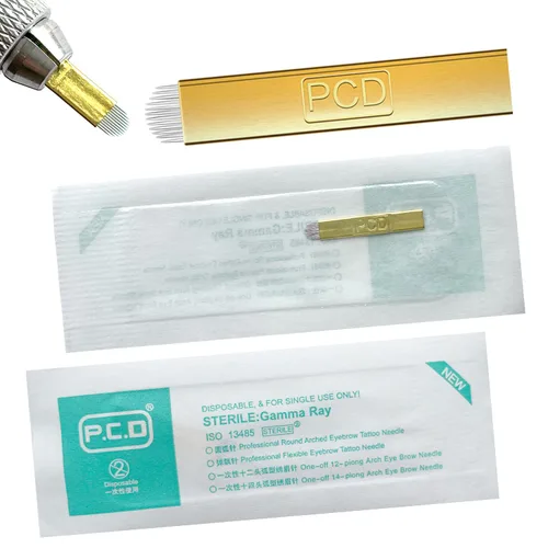 Miniatura 9 de S7 30 agujas de microblading con 0.008 in de diámetro, agujas de tatuaje manual de cejas de maquillaje permanente, hojas de microblading - azul 7
