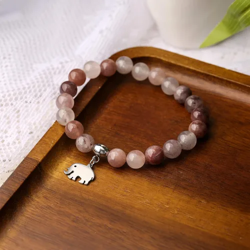 Miniatura 3 de Regalos de elefante para mujer, pulseras de relajación curativas de piedra natural, de 0.315in antiansiedad, piedras de cristal para aliviar