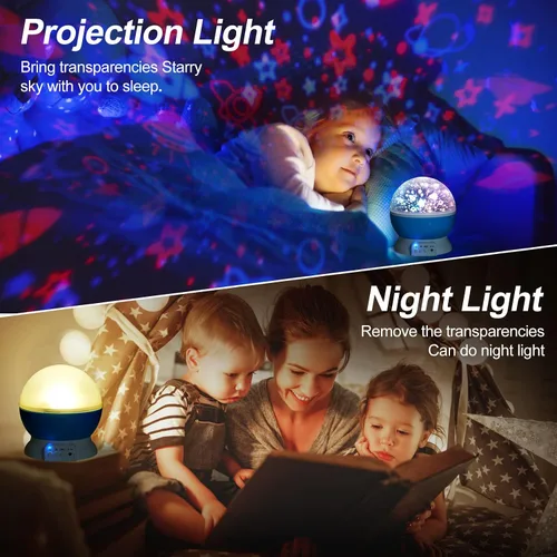 Miniatura 6 de Luces nocturnas de Navidad para bebé con control remoto, proyector de luna de rotación de 360 grados, 4 bombillas LED, 8 luces que cambian