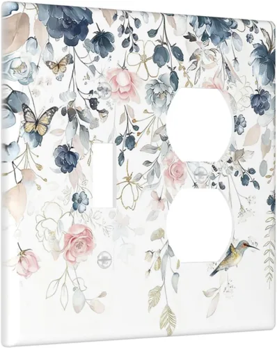 Miniatura 241 de Decorative Outlet Covers Blue Background White Cat Daisy Floral 2-Gang 1-Gang Wall Plate Single Toggle/Rocker Farmhouse Style Light Switch Covers