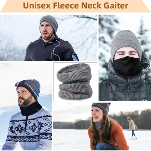 Miniatura 7 de Polainas de cuello de invierno para hombre, paquete de 3, calentador de cuello para mujer, térmica, gruesa, cálida, forro polar, clima frío, bufanda