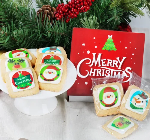Miniatura 2 de Cestas de regalo de galletas navideñas para hombres, mujeres y niños, golosinas decoradas para galletas navideñas, azúcar envuelta individualmente