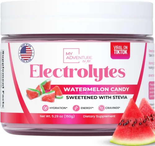 Miniatura 12 de Polvo de electrolitos sin azúcar - Sabor a caramelo de sandía - Hidratación refrescante - Energía sin cafeína con ingredientes totalmente naturales