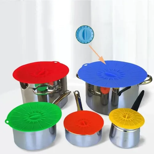 Miniatura 4 de Tapas de silicona – Cubierta resistente al calor para salpicaduras de microondas (paquete de 5), tapas de succión de silicona reutilizables