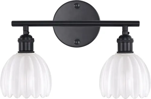 Miniatura 19 de Shenmoyl Accesorios de Iluminación para Baño, Lámpara de Pared de Latón de 3 Luces para Tocador Sobre Espejo con Pantalla de Cristal Tulipán Base