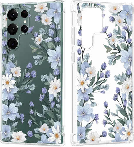 Miniatura 13 de Funda transparente floral para Galaxy S22 Ultra para mujeres/niñas, bonita funda de teléfono para Samsung Galaxy S22 Ultra 5G, diseño de flores