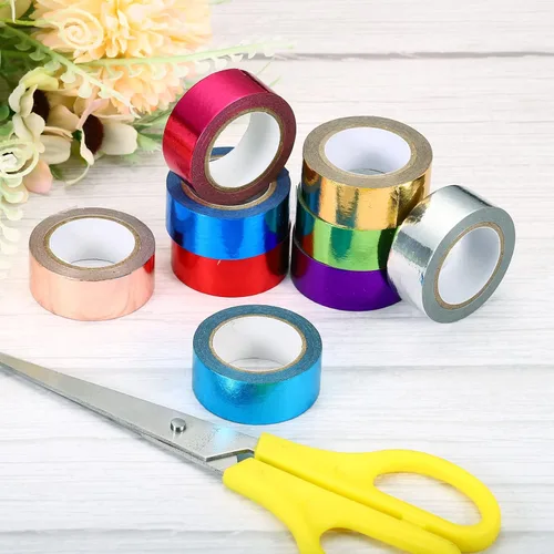 Miniatura 5 de PATIKIL Cinta Washi metálica de 0.591 in x 16.4 ft, 2 rollos de adhesivo autoadhesivo para decoración de manualidades, color plateado Plata