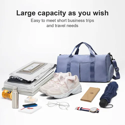 Miniatura 4 de ZGWJ Bolsa de viaje con relleno de hombro, impermeable, para mujeres y hombres, para natación, deportes, viajes, gimnasio, bolsa plegable