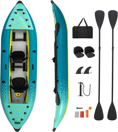 Miniatura 12 de S AFSTAR Kayak inflable, canoa para 2 personas con capacidad de 507 libras, suelo de puntadas, todos los accesorios y bolsa de transporte, kayak