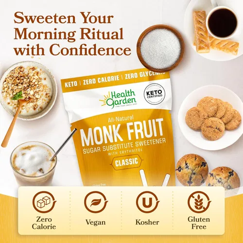 Miniatura 5 de Health Garden Edulcorante de fruta de monje, clásico, sin OMG, sin gluten, sustituto del azúcar, Kosher, apto para dieta cetogénica (3 libras)