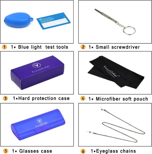 Miniatura 8 de VisionGlobal Blue Light Blocking Glasses for Women/Men, Anti Eyestrain, Computer Reading, TV Glasses, Stylish Square Frame