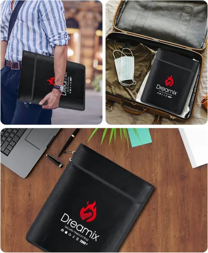 Miniatura 6 de Dreamix Bolsa de documentos ignífuga e impermeable, almacenamiento seguro, objetos de valor, joyería en efectivo, documentos legales, archivo