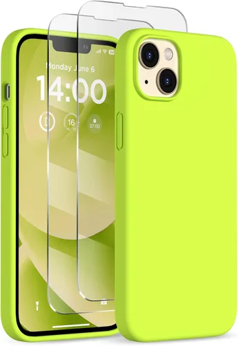 Miniatura 18 de Funda de silicona diseñada para iPhone 14 Plus, con 2 protectores de pantalla, funda protectora de cuerpo completo a prueba de golpes, funda delgada
