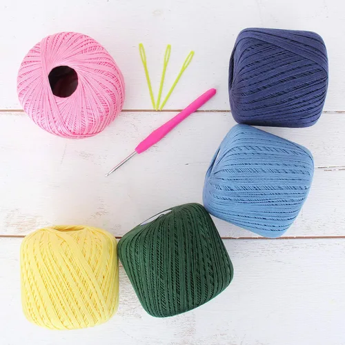 Miniatura 15 de Threadart - Juego de hilos de ganchillo de algodón 100% puro, tamaño 3, colores de ambiente de playa, cuatro bolas de 1.76 oz