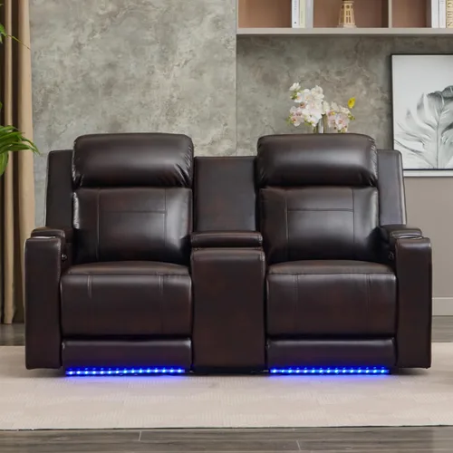 Miniatura 2 de Sofá biplaza reclinable eléctrico con consola, sofá biplaza reclinable de doble motor con reposacabezas eléctrico/carga inalámbrica/luz
