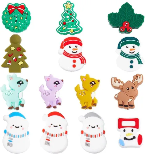 Miniatura 15 de SUNNYCLUE 10 estilos de cuentas focales de silicona lindas 3D astronautas encantos de personajes de silicona a granel de dibujos animados espaciales