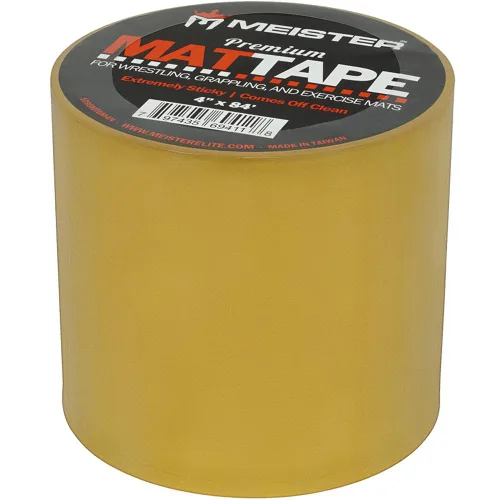 Meister Cinta adhesiva prémium para esterillas de lucha libre, agarre y ejercicio, transparente, 4 pulgadas x 84 pies, 3 rollos