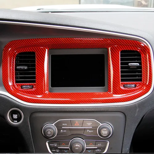 Miniatura 2 de crosselec Cubierta de Panel de Control Central de Interruptor de CA de Cambio de Marchas de Fibra de Carbono para Dodge Charger 2015-2022