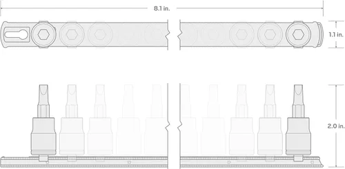 Miniatura 7 de TEKTON SHB90105 - Juego de llaves hexagonales de 1/4 de pulgada con riel, 10 piezas (5/64-5/16 pulgadas)