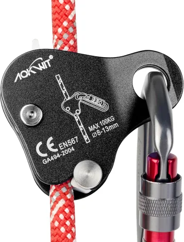 Miniatura 22 de Cuerda de escalada Ascender Grab Protección contra caídas Dispositivo de Belay Equipo de escalada de árboles, Equipo de rapel Ascensor de cuerda