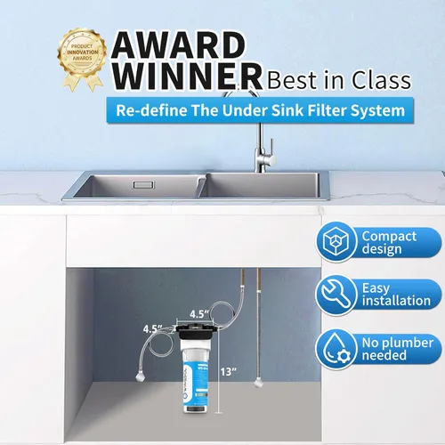 Miniatura 5 de WINGSOL WINGSOL Filtro de agua alcalina para debajo del fregadero, mejora el pH y el sabor, función 5-en-1 reduce metales pesados, cloro, PFAS