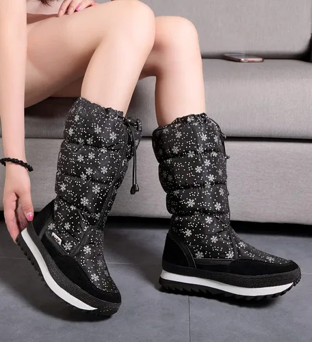 Miniatura 2 de DADAWEN - Botas de nieve para mujer, impermeables, con forro de piel