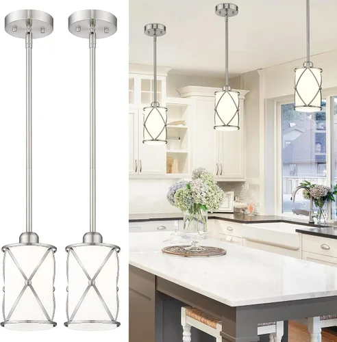 Miniatura 24 de CH9176BK-3PK - Luces colgantes de cristal para isla de cocina, paquete de 3, iluminación colgante de cocina negra sobre la isla con varilla, moderna