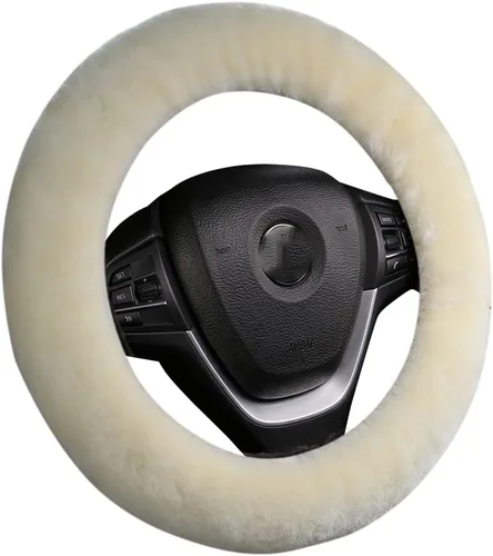 Miniatura 11 de OGLAND - Funda para volante de automóvil de lana de oveja esponjosa suave y esponjosa para vehículo automotriz universal, para mujer y hombre, 14