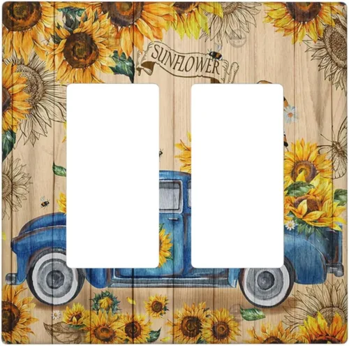 Miniatura 38 de Cubiertas de Salida Triple Basculante con Hojas de Plantas de Eucalipto Azul en Acuarela Floral, Placa Frontal Decorativa de 3 Posiciones, Cubierta