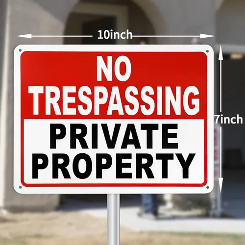 Miniatura 6 de 2 paquetes de señales de no trespassing de propiedad privada – 10x7 pulgadas de aluminio libre de óxido, impreso con UV, recubrimiento reflectante