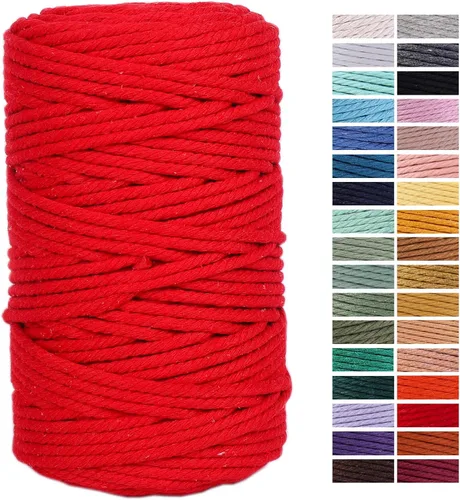 Miniatura 72 de Cuerda de Macramé Gris Claro 3mm x 109 Yardas, Cuerda de Algodón de Colores Cuerda para Manualidades Cuerda de Algodón Colorida para Colgar