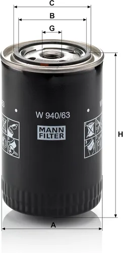 Miniatura 3 de Mann Filter W940/63 - Filtro de aceite giratorio