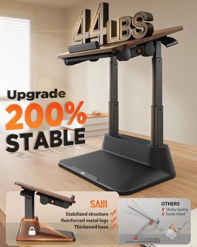 Miniatura 3 de SAIJI Soporte para computadora portátil para escritorio, elevador estable para laptop con alfombrilla de mouse plegable, soporte de computadora