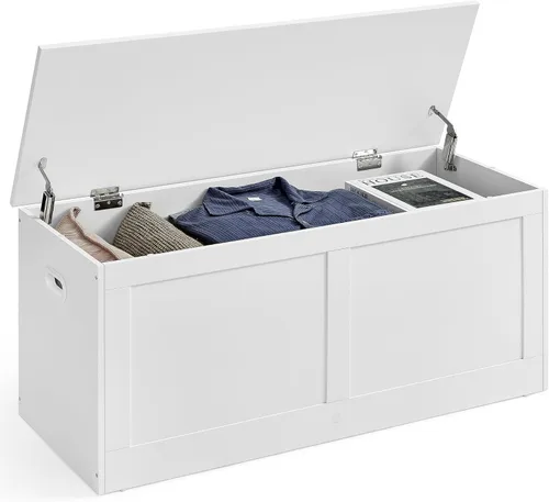 Miniatura 10 de VASAGLE Cofre de almacenamiento, baúl de almacenamiento con 2 bisagras de seguridad, banco de almacenamiento, banco para zapatos, estilo casa
