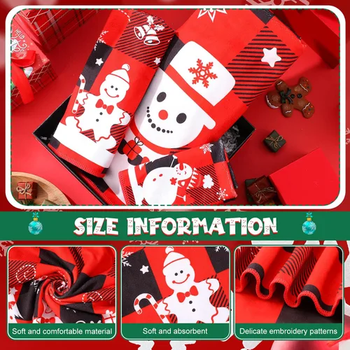 Miniatura 3 de Buryeah Juego de 6 Piezas de Toallas de Baño de Navidad 2 Toallas de Baño Rojas Suave con Diseño de Buffalo Plaid 2 Toallas Cuadradas Decorativas 2