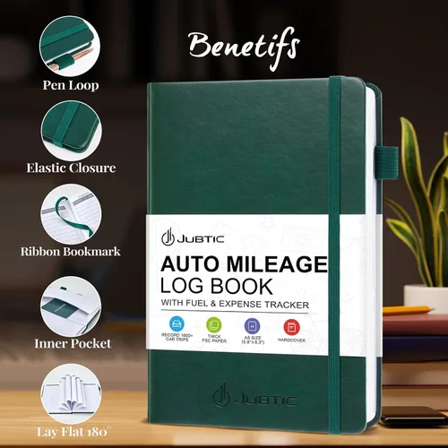 Miniatura 2 de JUBTIC Libro de registro de kilometraje automático para impuestos, libro de registro de mantenimiento de vehículos, rastreador de kilometraje