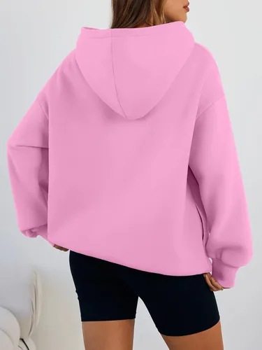 Miniatura 4 de Trendy Queen Sudaderas con capucha de gran tamaño para mujer, cómodas sudaderas de otoño a la moda 2025, trajes casuales de forro polar con bolsillos