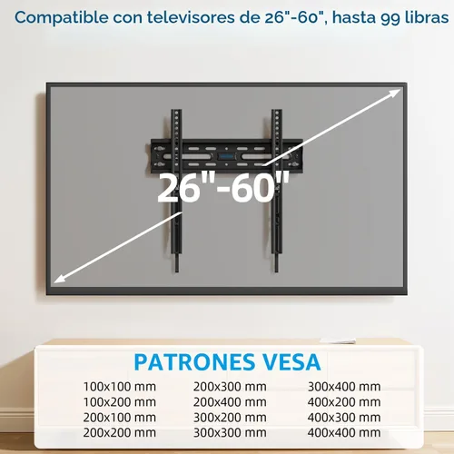 Miniatura 4 de Soporte de pared fijo para TV para la mayoría de pantallas de 26 a 60 pulgadas, soporte de TV de perfil bajo con bloqueo de liberación rápida