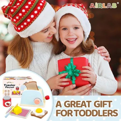 Miniatura 8 de Airlab Play Accesorios de Cocina para Niños Pequeños 1-3 Tostadora Emergente de Madera Juguete de Comida de Juego Niños Edad 1 2 3, Pan