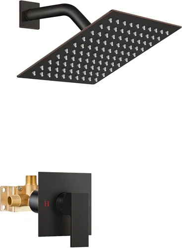 Miniatura 26 de Airuida Juego de grifo de ducha para baño, sistema de ducha de lluvia de acero inoxidable SUS304, mango único con roscas macho, válvula de Níquel