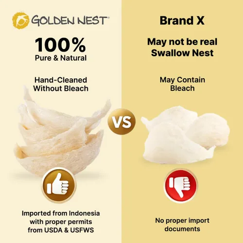 Miniatura 5 de Golden Nest Nido de pájaros blanco prémium AAA, 100% natural, fabricado en Estados Unidos, caja de tamaño familiar, 8 onzas