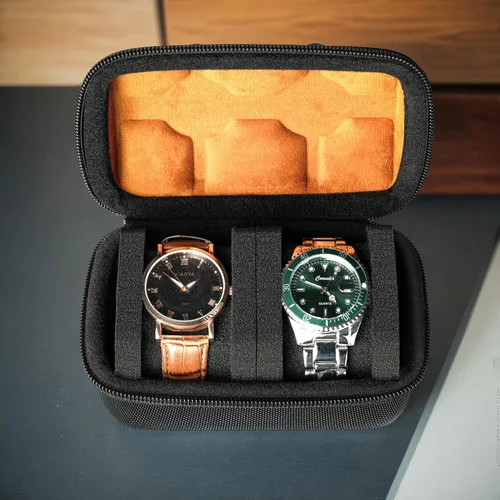 Miniatura 8 de Estuche de viaje duro con 2 ranuras, caja de almacenamiento y caja organizadora para hombres y mujeres con almohada de reloj antimovimiento