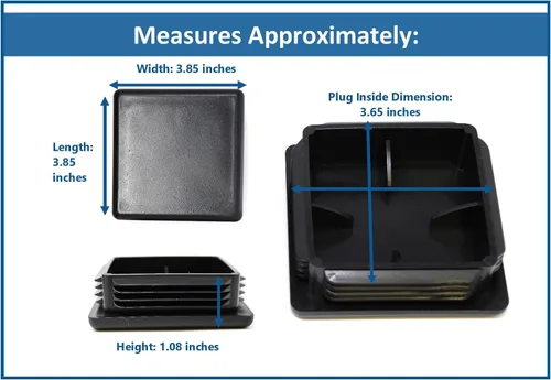 Miniatura 4 de Tapa cuadrada negra de plástico de 4 x 4 pulgadas, tapón de acabado, tapa de extremo de tubo de tubo, universal para silla duradera (20)
