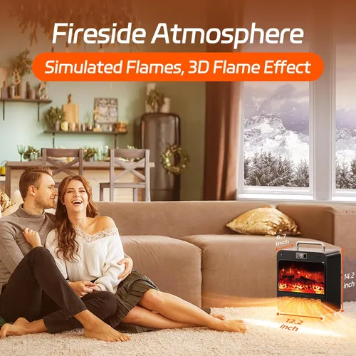 Miniatura 2 de Feculs Calentador eléctrico de chimenea, calentadores de chimenea portátiles 3 en 1 para uso en interiores, calentador de espacio de 750/1500 W