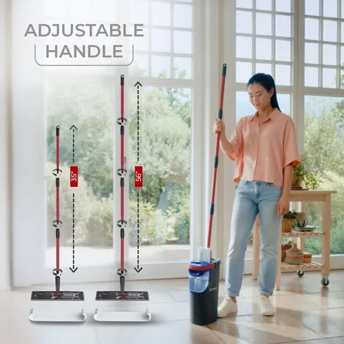 Miniatura 7 de O-Cedar H2prO Sistema de trapeador plano Herramienta de limpieza rápida Limpia con agua limpia Mopa de microfibra reutilizable y lavable a