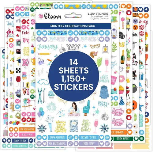 bloom daily planners - Hojas de adhesivos para planificador mensual de celebraciones para decorar el calendario, planificar, álbumes de recortes -