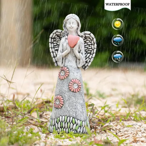 Miniatura 5 de Estatua de ángel solar Rezpuao - Escultura de jardín con decoración de resina para patio, césped, porche - Regalo de inauguración de casa, 10.03